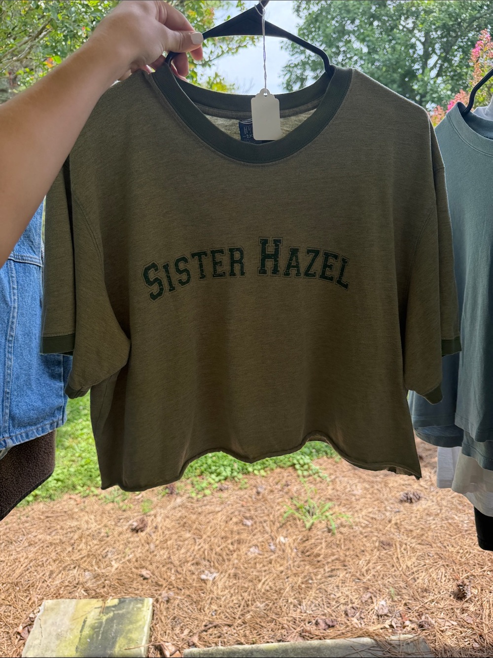 Vintage Sister Hazel Olive Green Cropped Tee